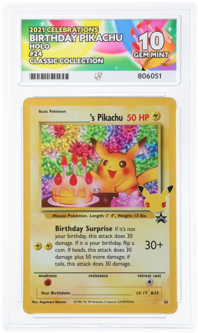 Birthday Pikachu 24 Celebrations ACE 10 | Pokemon Graded Card