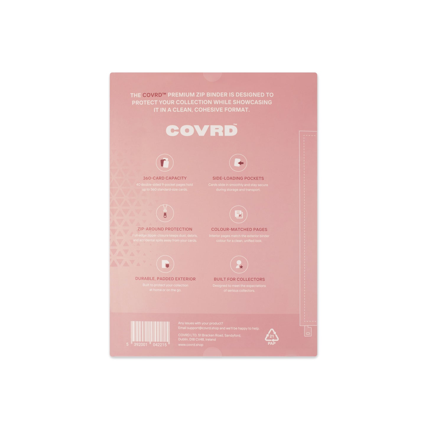 Blush Pink Premium 9 Pocket Zip Binder