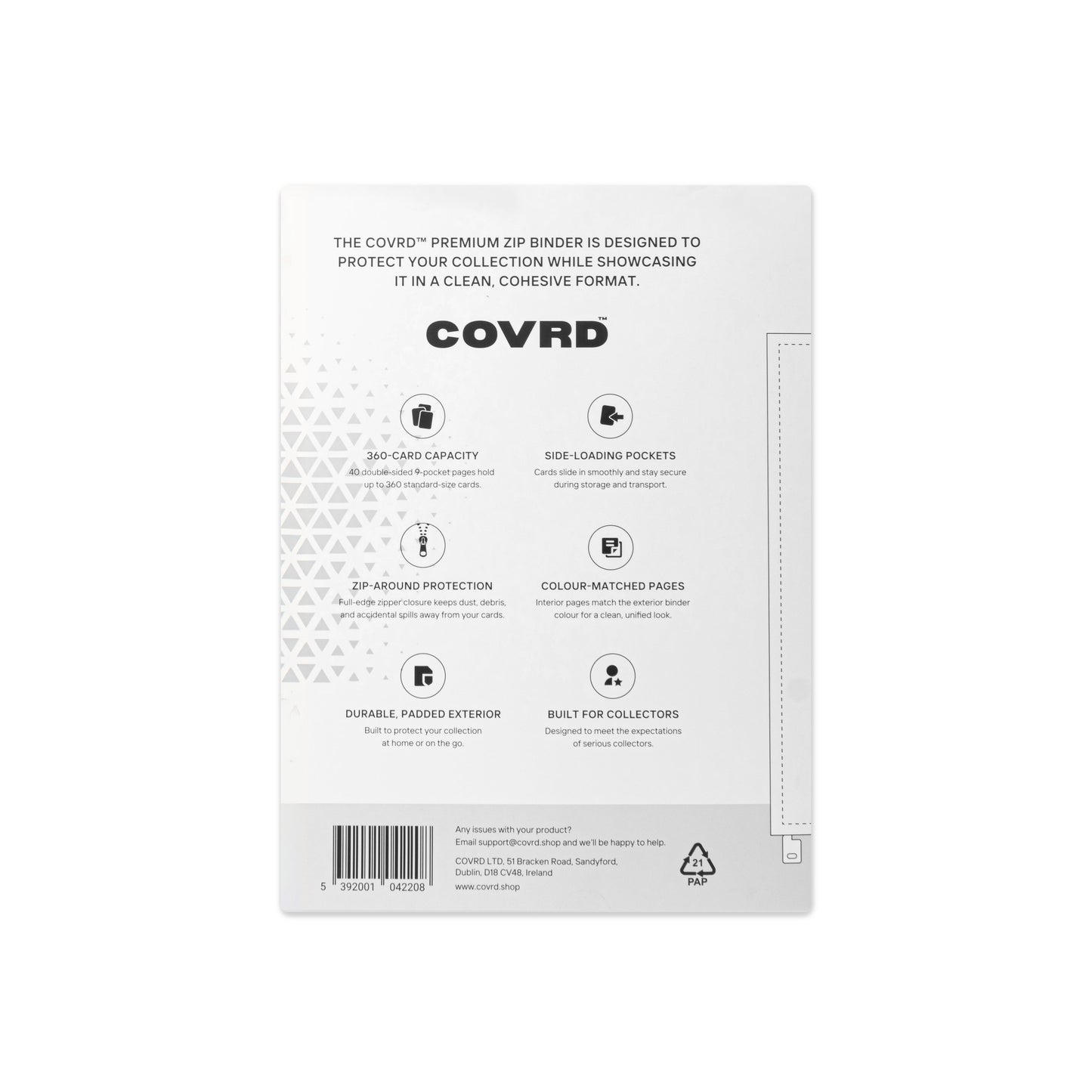 White Premium 9 Pocket Zip Binder